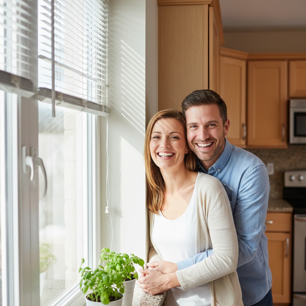 Un hombre y una mujer entran con una luz en su casa amateur.ignet.